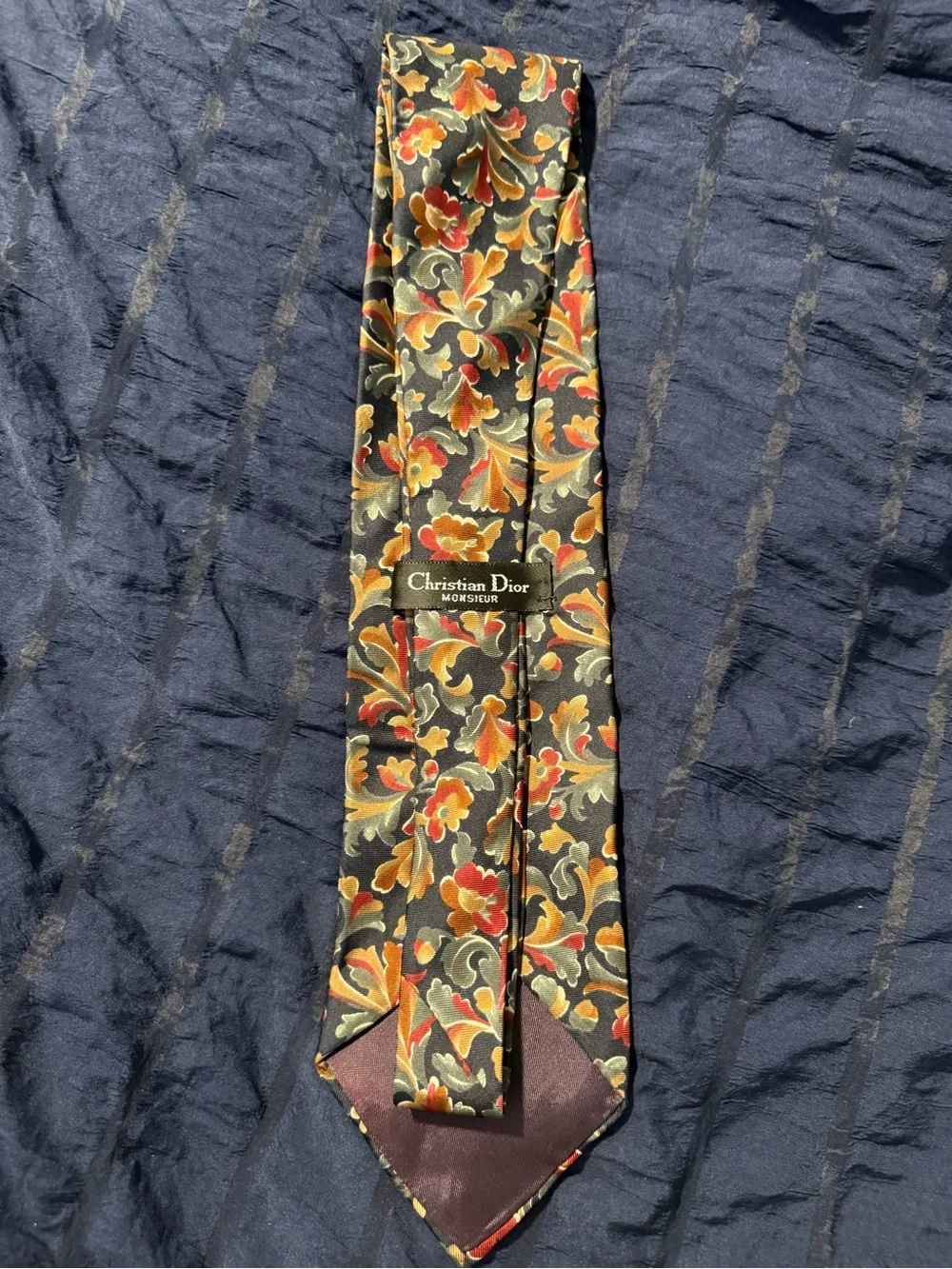 Christian Dior Monsieur Floral Silk Tie in Black and Gold